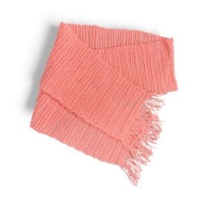 Pink Knitted Scarf with Fringe
